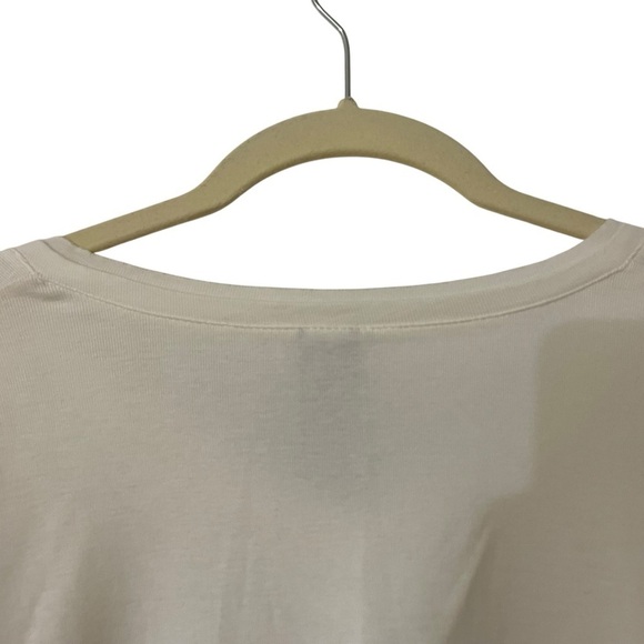 Olsen Europe Cream Floral Palm Tree Tee Large? Sequins 3/4 Sleeves Cotton - Picture 6 of 8